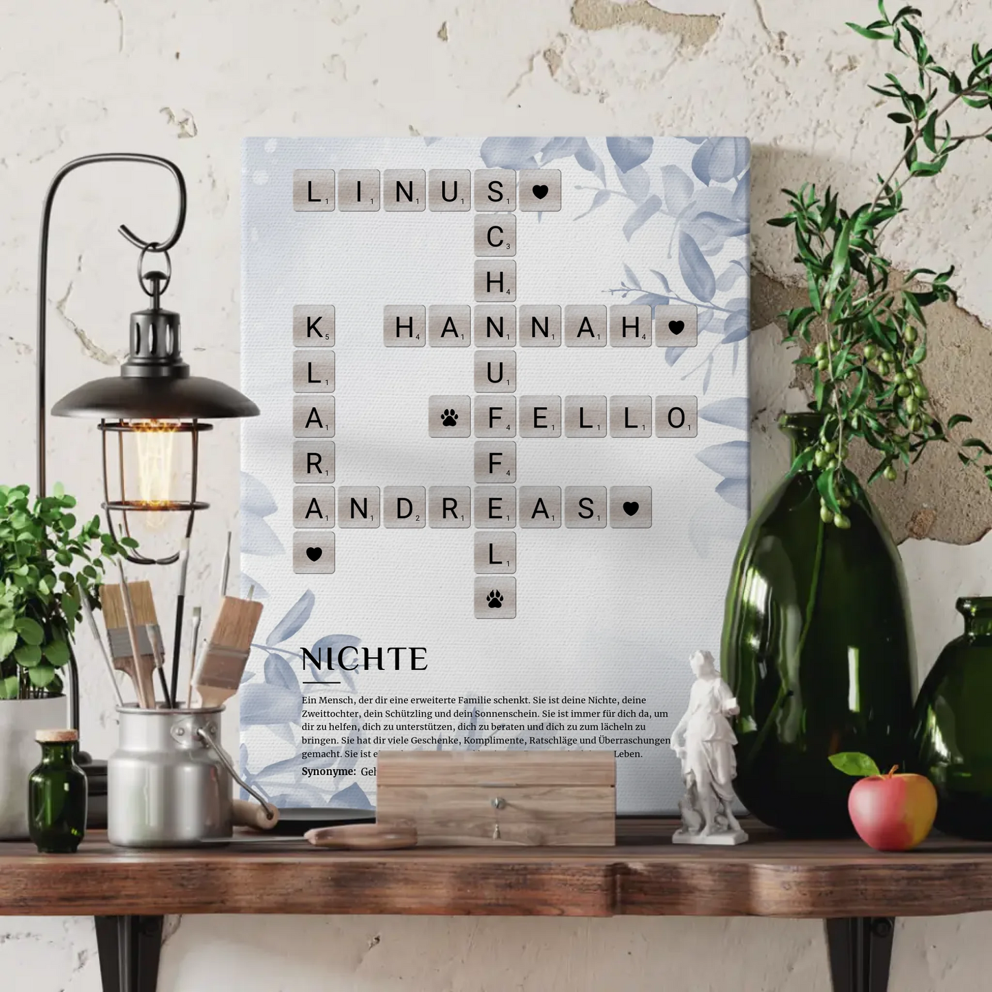 Nichte Definition Bild Leinwand Kreuzworträtsel personalisiert