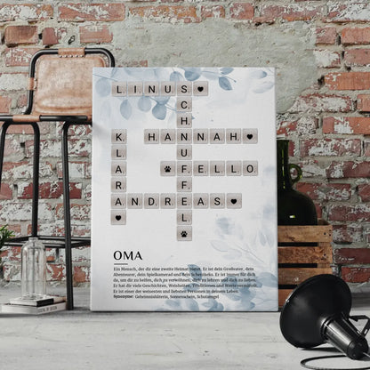 Oma Definition Bild Leinwand Kreuzworträtsel als Geschenk