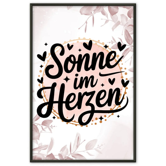 Sprüche Poster Sonne im Herzen für dein Zuhause gestalten