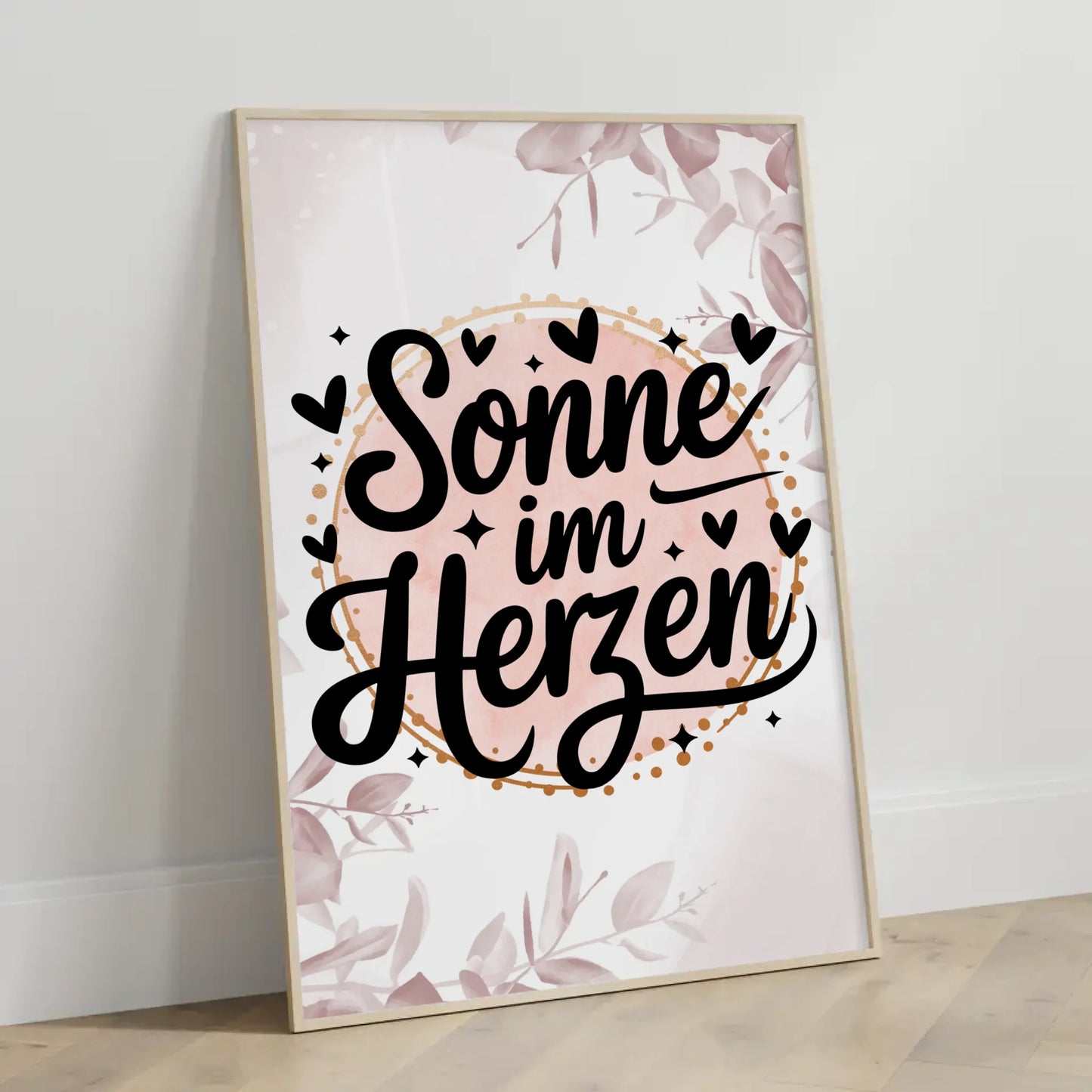 Sprüche Poster Sonne im Herzen für dein Zuhause gestalten