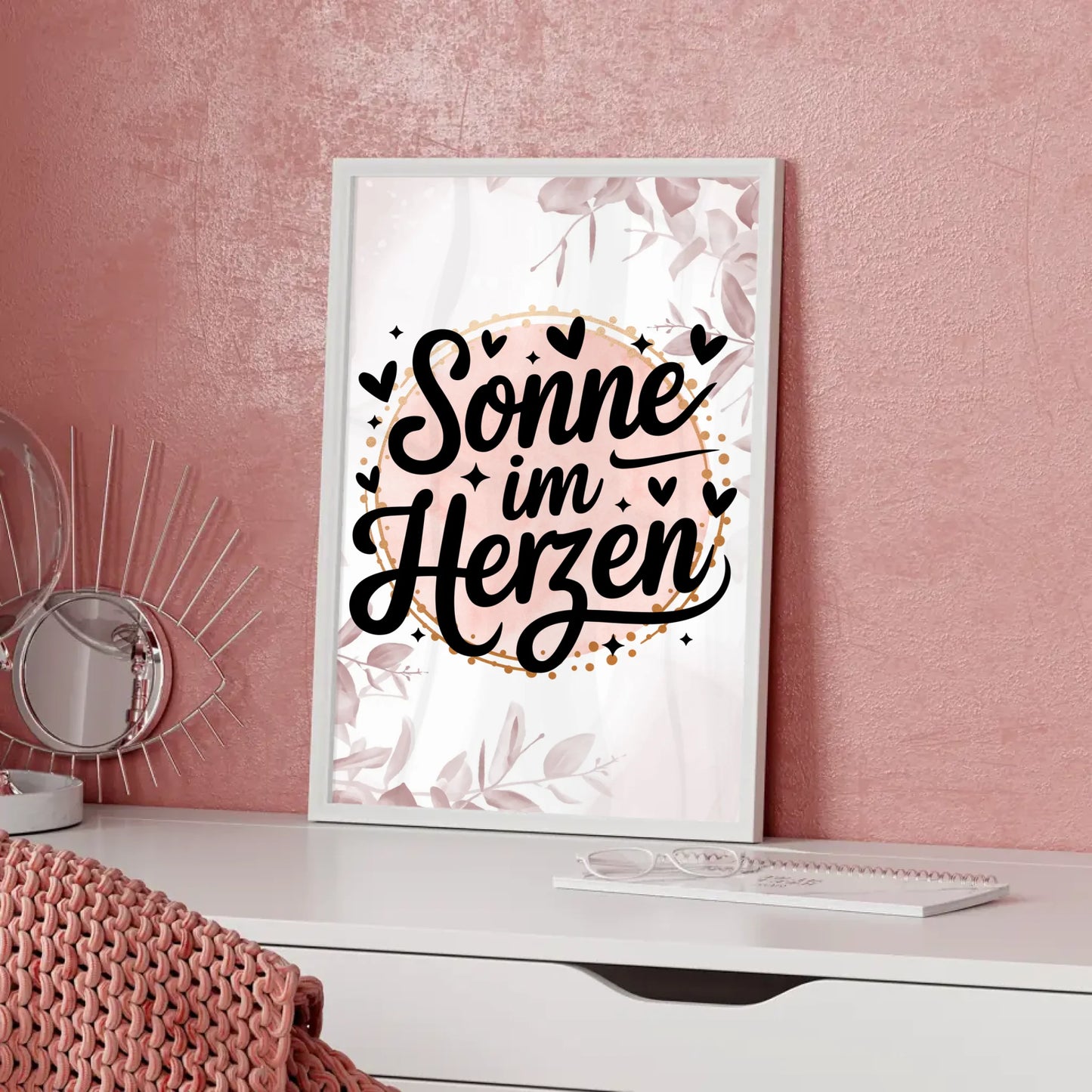 Sprüche Poster Sonne im Herzen für dein Zuhause gestalten