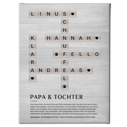 Papa & Tochter Definition Bild Leinwand Kreuzworträtsel Geschenk