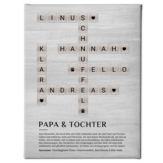 Papa & Tochter Definition Bild Leinwand Kreuzworträtsel Geschenk