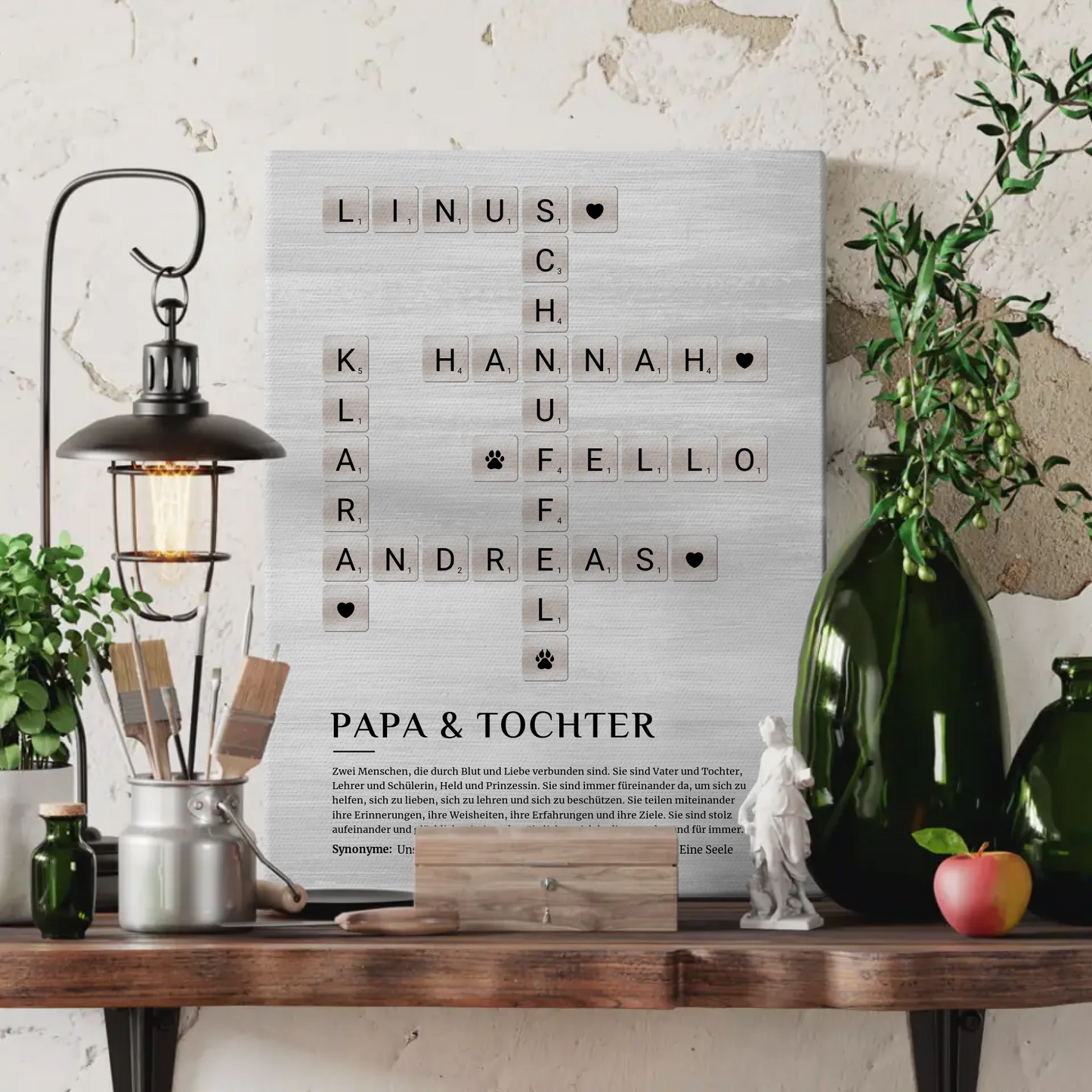 Papa & Tochter Definition Bild Leinwand Kreuzworträtsel Geschenk