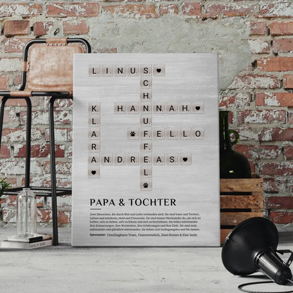 Papa & Tochter Definition Bild Leinwand Kreuzworträtsel Geschenk