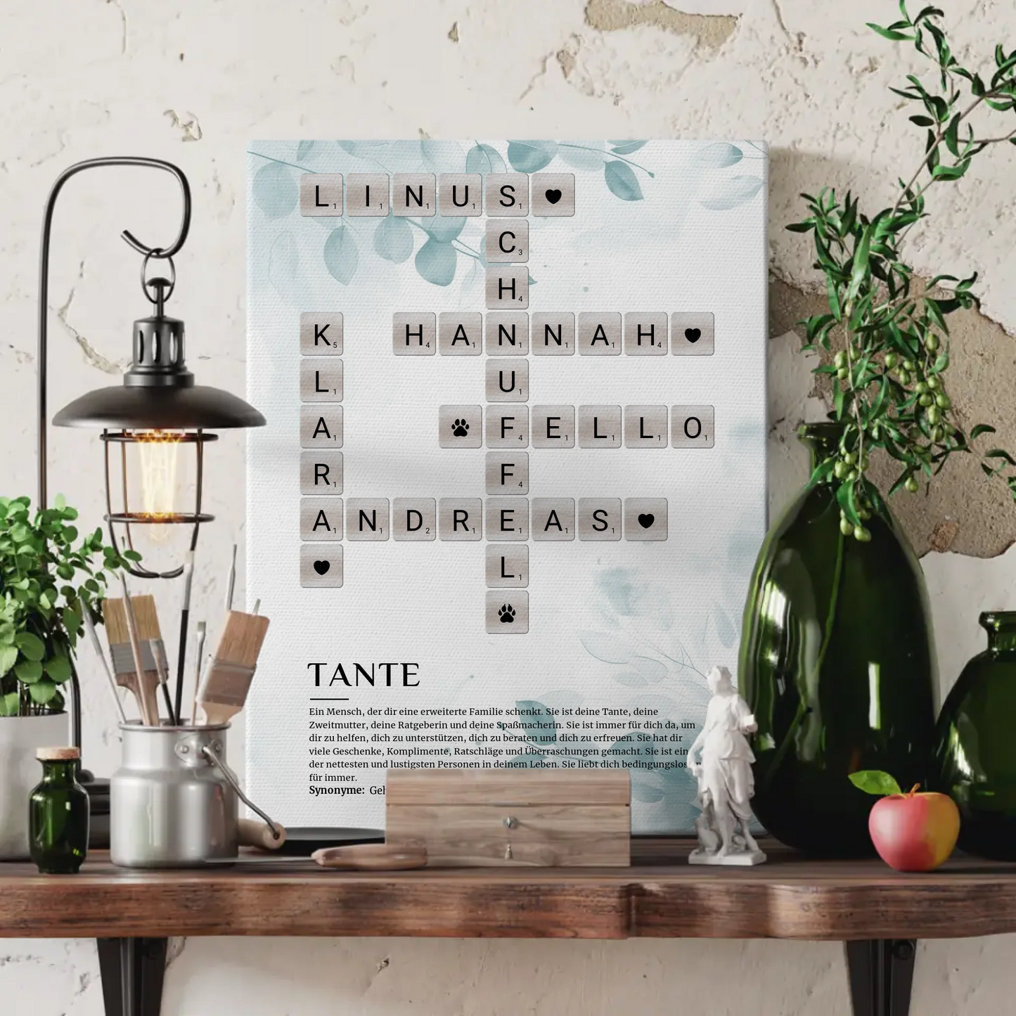 Tante Definition Bild Leinwand mit Kreuzworträtsel Geschenk