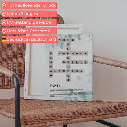 Tante Definition Bild Leinwand mit Kreuzworträtsel Geschenk