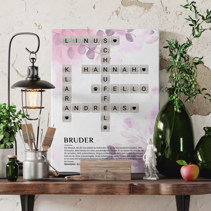 Leinwand Bruder Definition Bild Kreuzworträtsel personalisiert