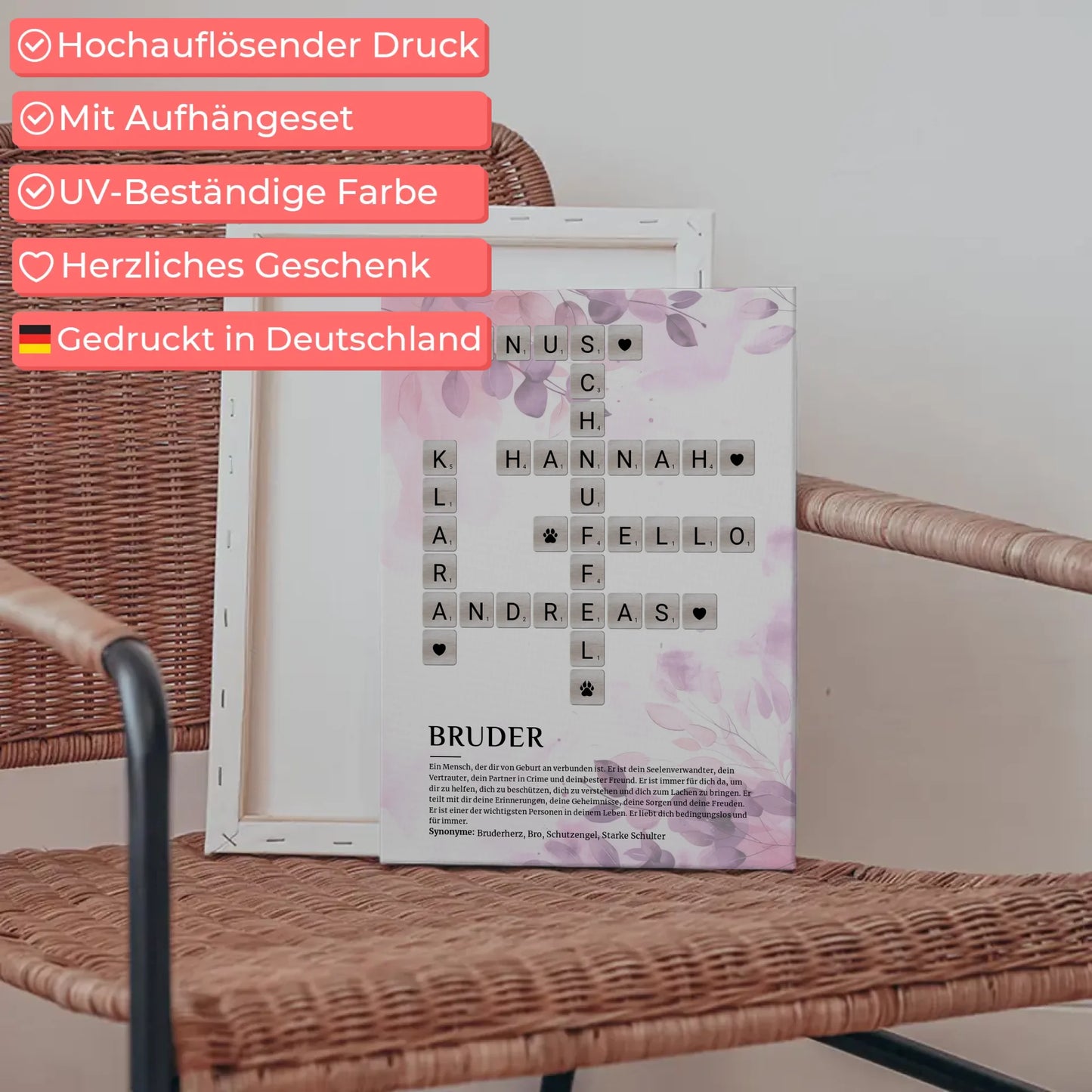 Leinwand Bruder Definition Bild Kreuzworträtsel personalisiert