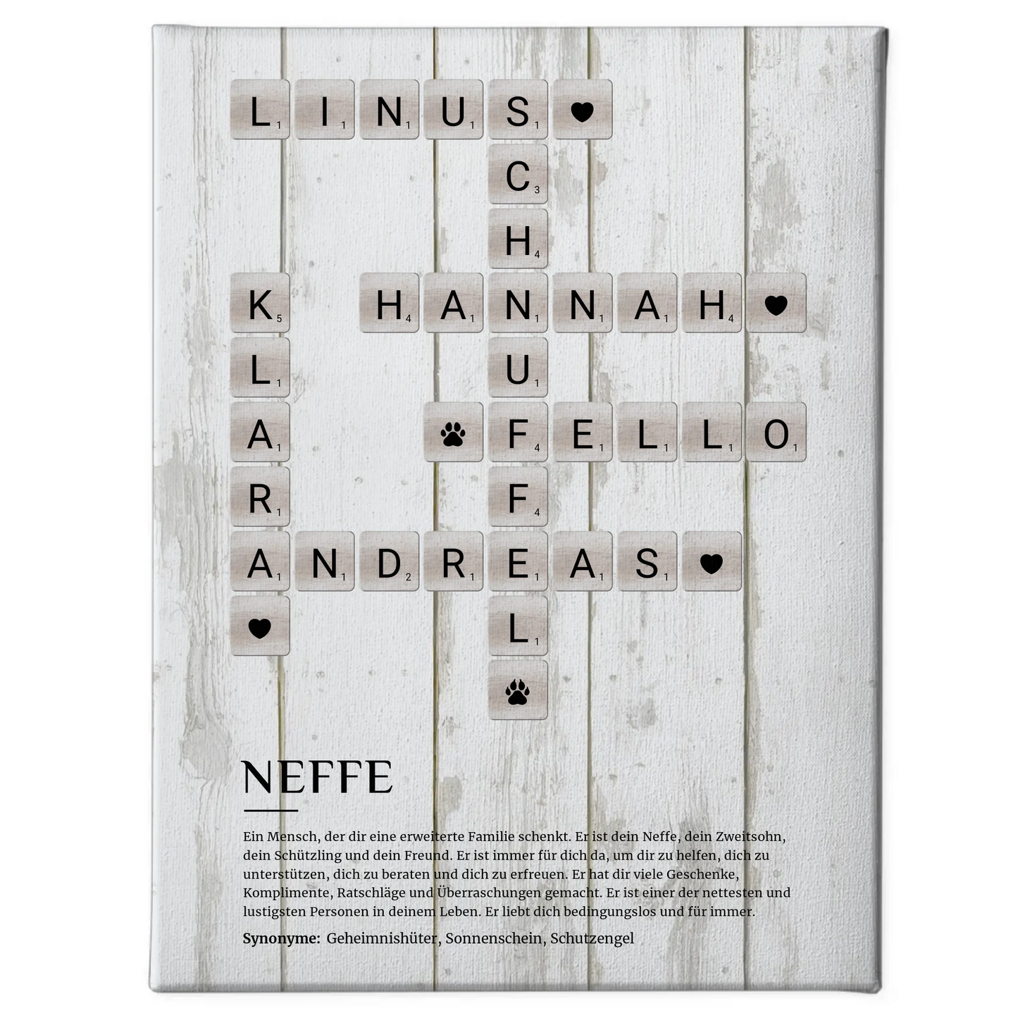 Neffe Definition Bild Leinwand Kreuzworträtsel Geschenkidee