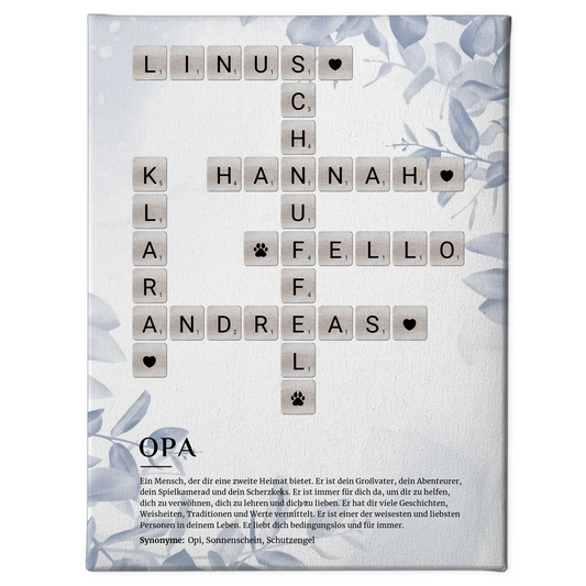 Opa Definition Bild Leinwand Kreuzworträtsel personalisiert