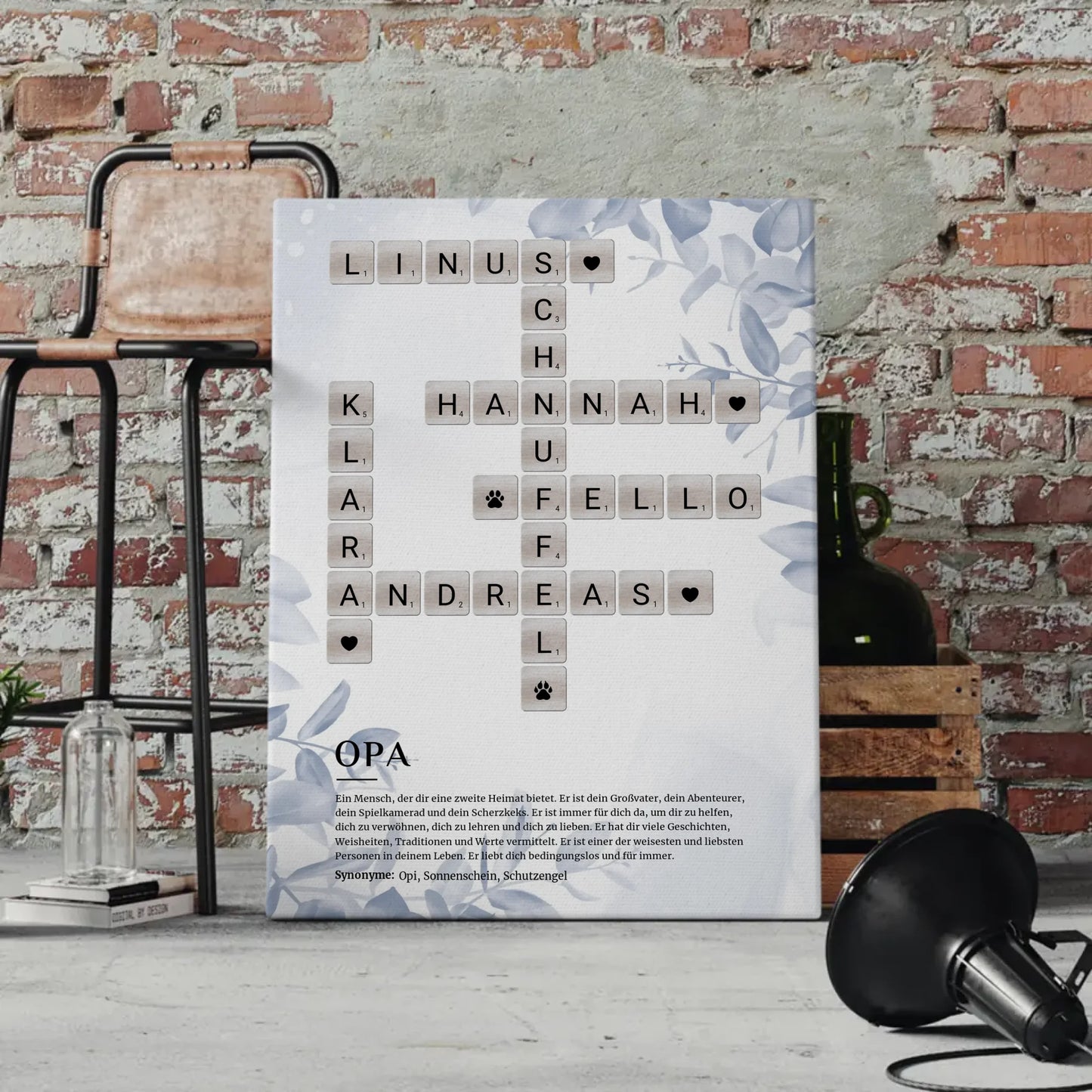 Opa Definition Bild Leinwand Kreuzworträtsel personalisiert