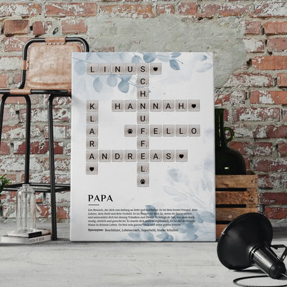Papa Definition Bild Leinwand Kreuzworträtsel personalisiert