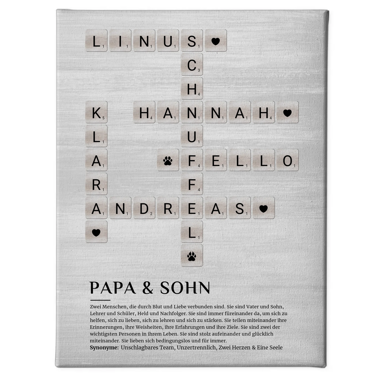Papa & Sohn Definition Bild Leinwand Kreuzworträtsel Geschenk