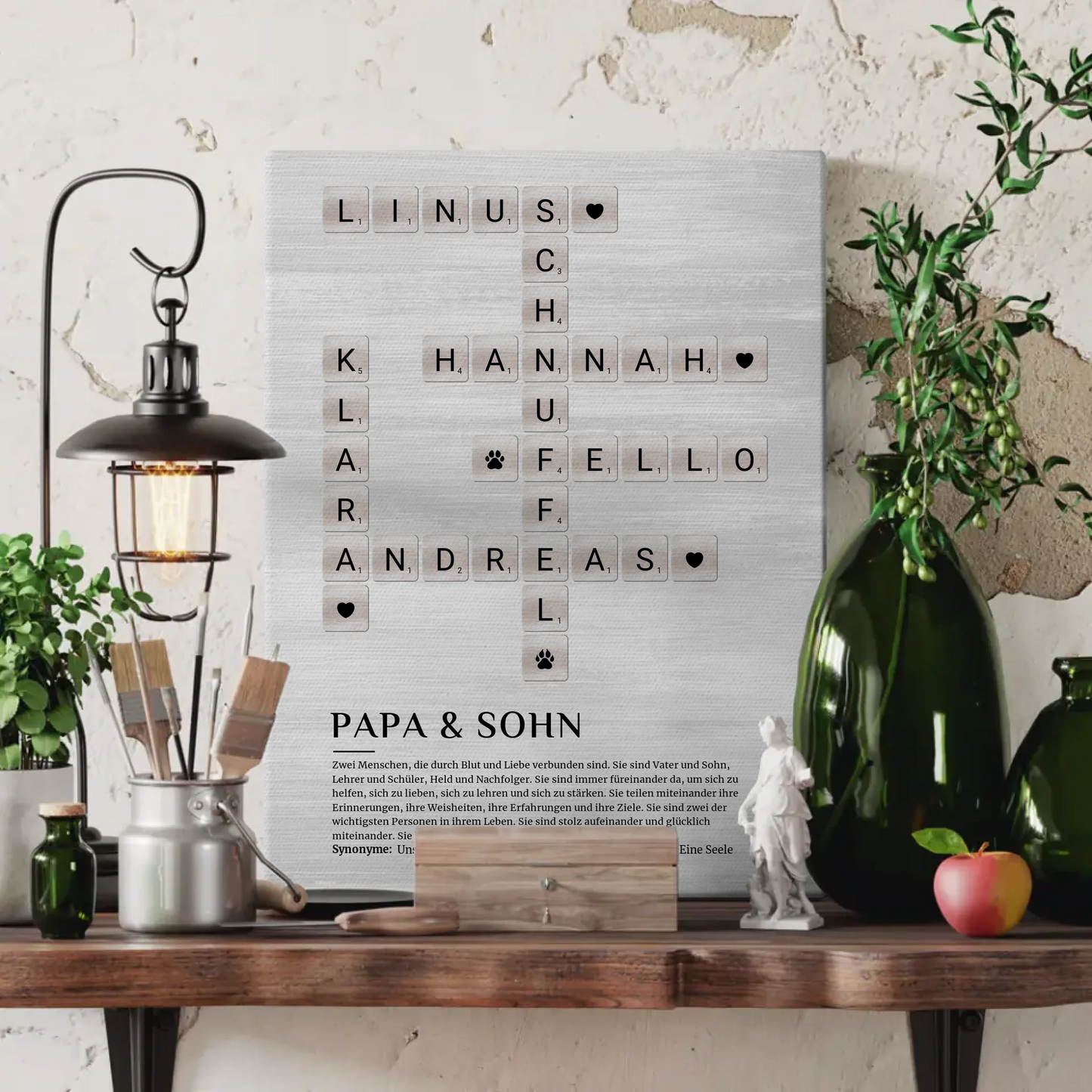 Papa & Sohn Definition Bild Leinwand Kreuzworträtsel Geschenk
