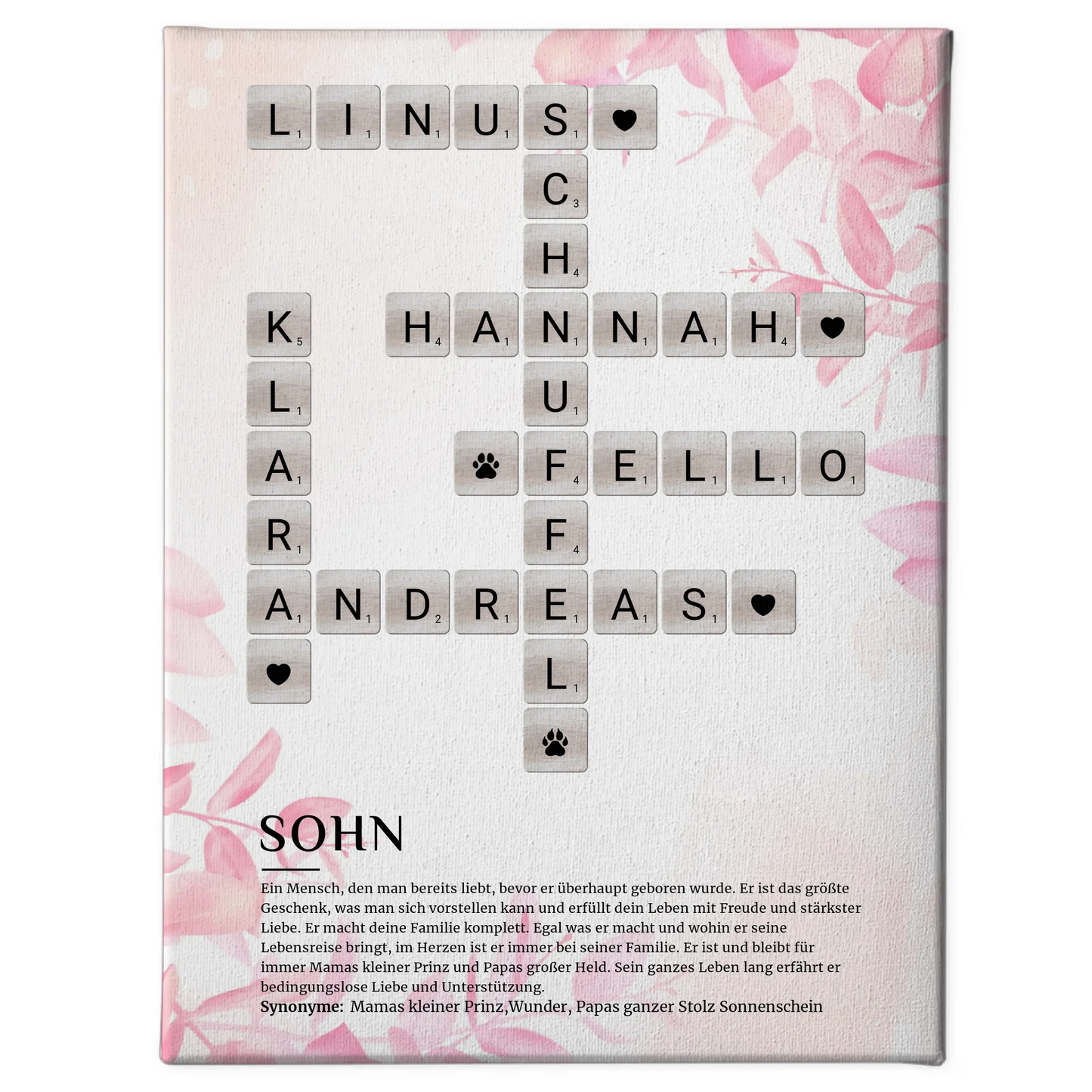 Sohn Definition Bild Leinwand Kreuzworträtsel Geschenkideen