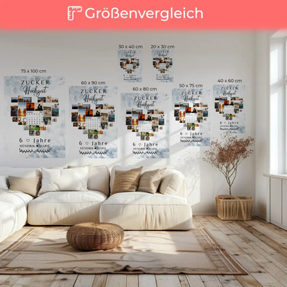 Leinwand mit Kalender 6 Hochzeitstag Geschenk für Zuckerhochzeit