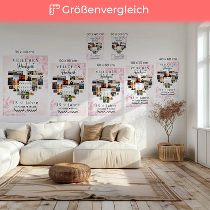 Leinwand mit Kalender 13 Hochzeitstag Geschenk Veilchenhochzeit