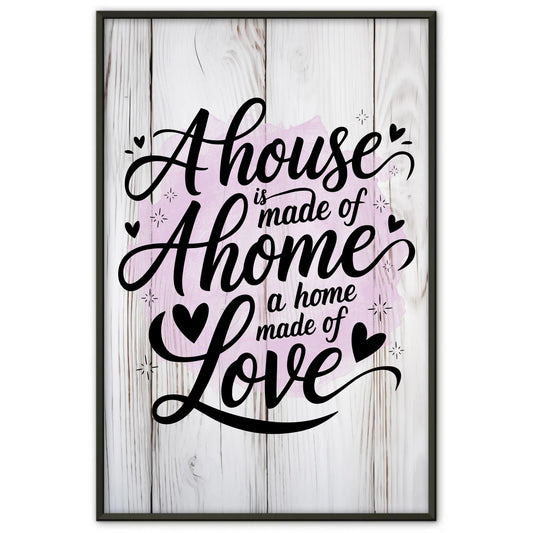 Spruchposter A house is made of walls a home is made of love