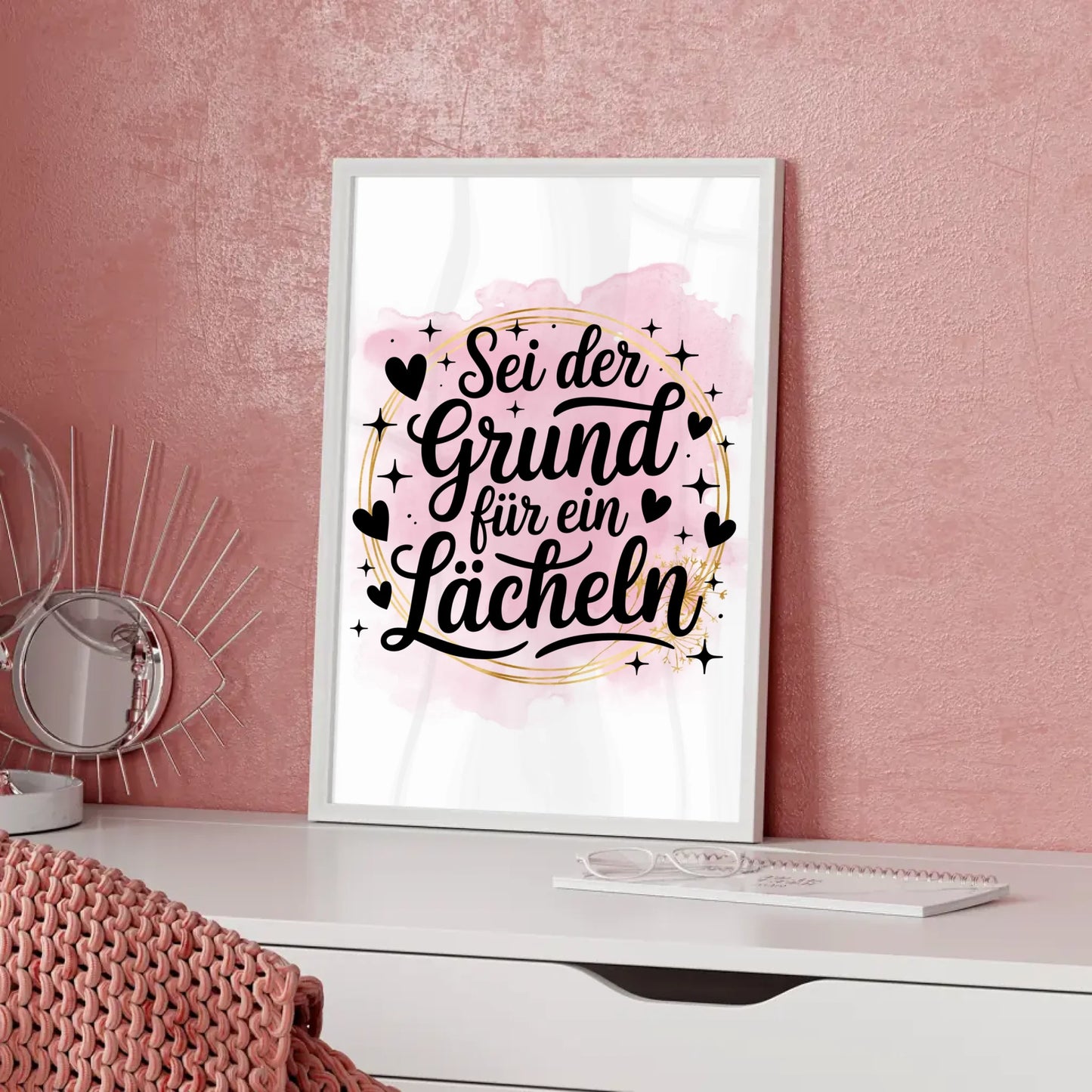 Spruchposter Sei der Grund für ein Lächeln personalisiert