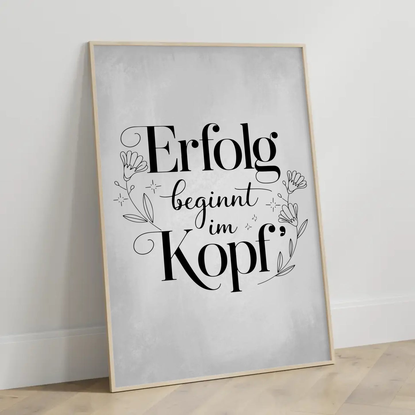 Spruchposter Erfolg beginnt im Kopf personalisiertes Geschenk