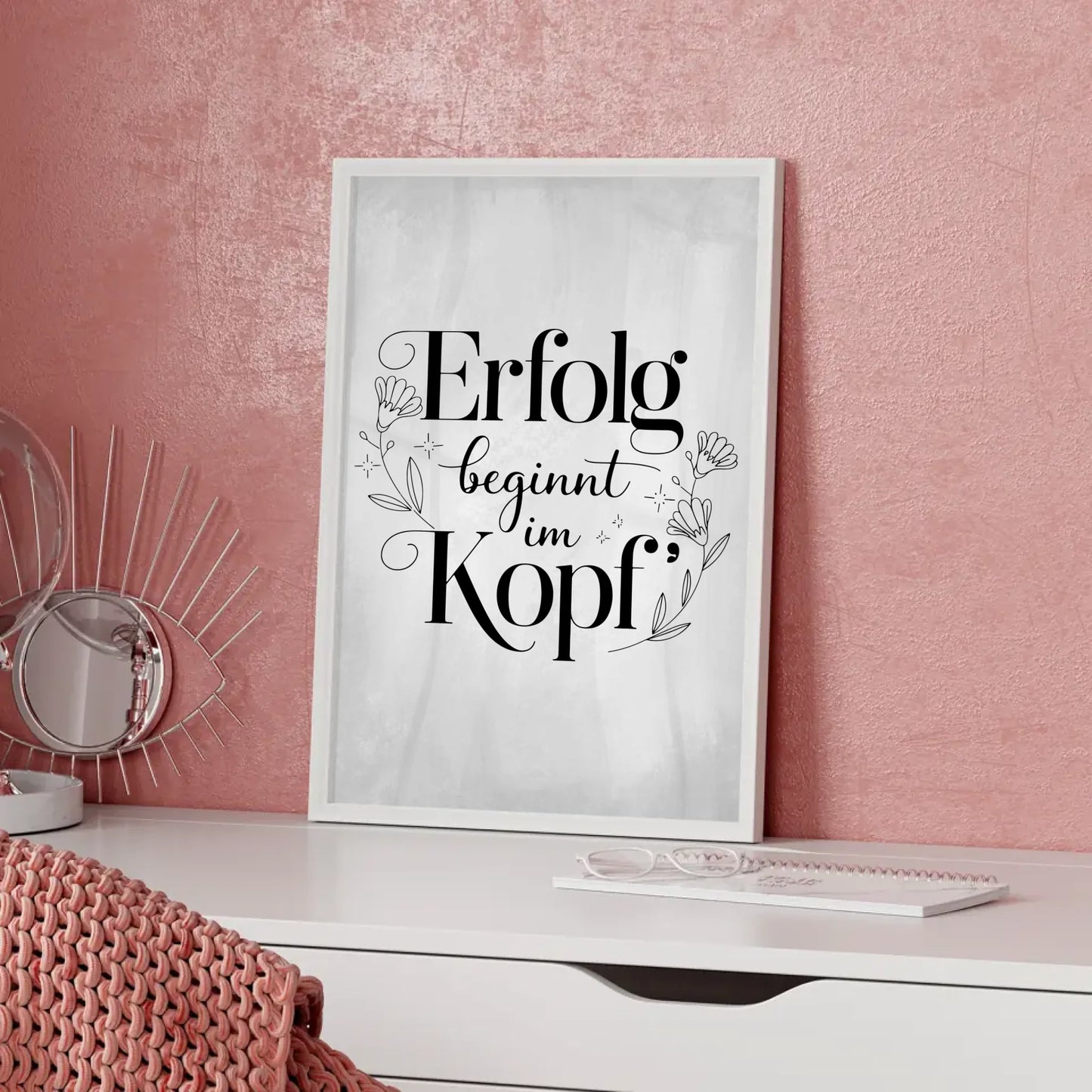 Spruchposter Erfolg beginnt im Kopf personalisiertes Geschenk