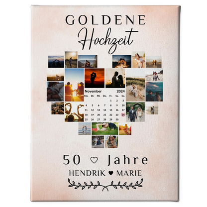 Leinwand mit Kalender zum 50 Hochzeitstag Geschenk für Goldene Hochzeit