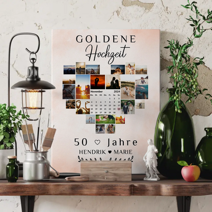 Leinwand mit Kalender zum 50 Hochzeitstag Geschenk für Goldene Hochzeit