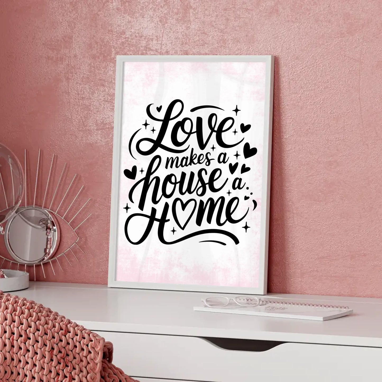 Poster Spruch Love makes a house a home personalisiert gestalten