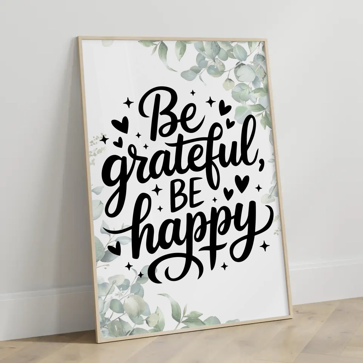 Spruchposter Be grateful be happy personalisierte Geschenke
