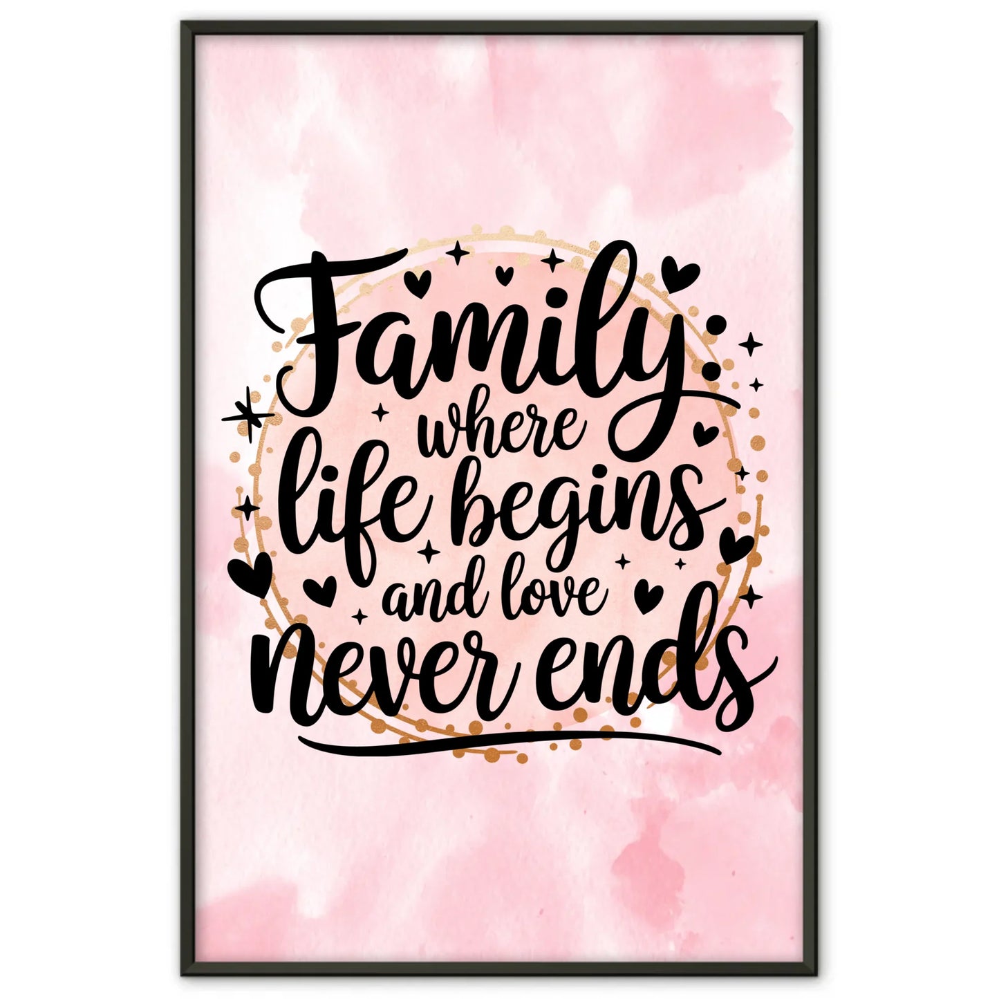 Poster mit Spruch Family where life begins and love never ends