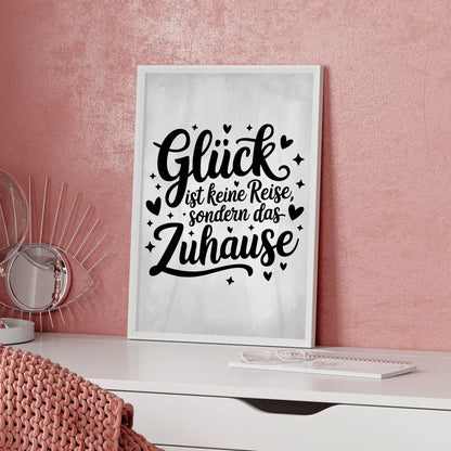 Poster Spruch Glück ist keine Reise sondern das Zuhause Geschenk