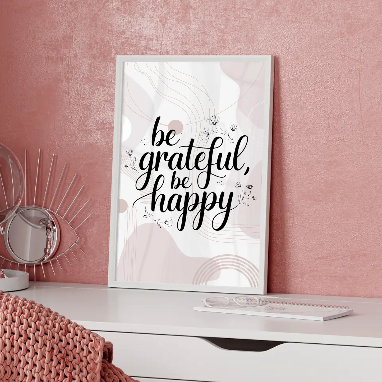 Poster mit Spruch Be grateful be happy personalisierte Geschenke