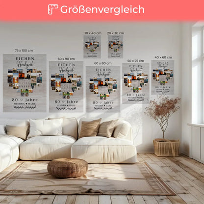 Leinwand mit Kalender zum 80 Hochzeitstag Eichenhochzeit Geschenk