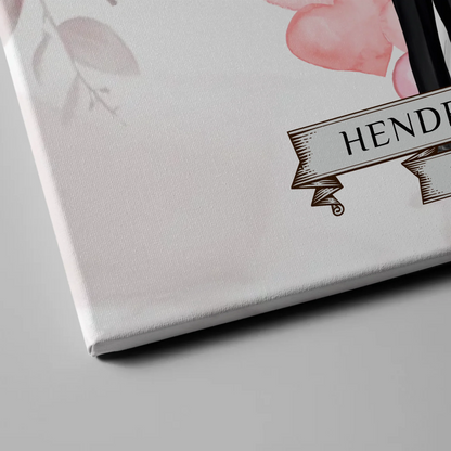 Willkommensschild Hochzeit mit Herz Ballons und Leinwand