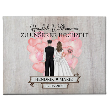 Hochzeit Willkommensschild Holz Stil Leinwand personalisiert