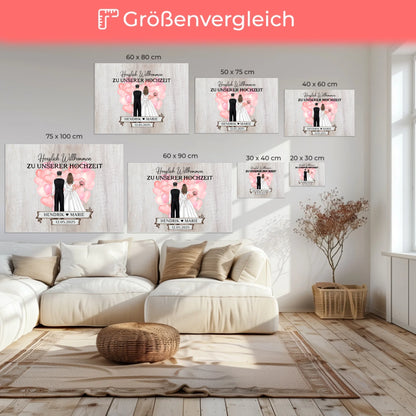 Hochzeit Willkommensschild Holz Stil Leinwand personalisiert