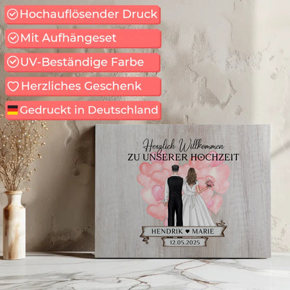 Hochzeit Willkommensschild Holz Stil Leinwand personalisiert