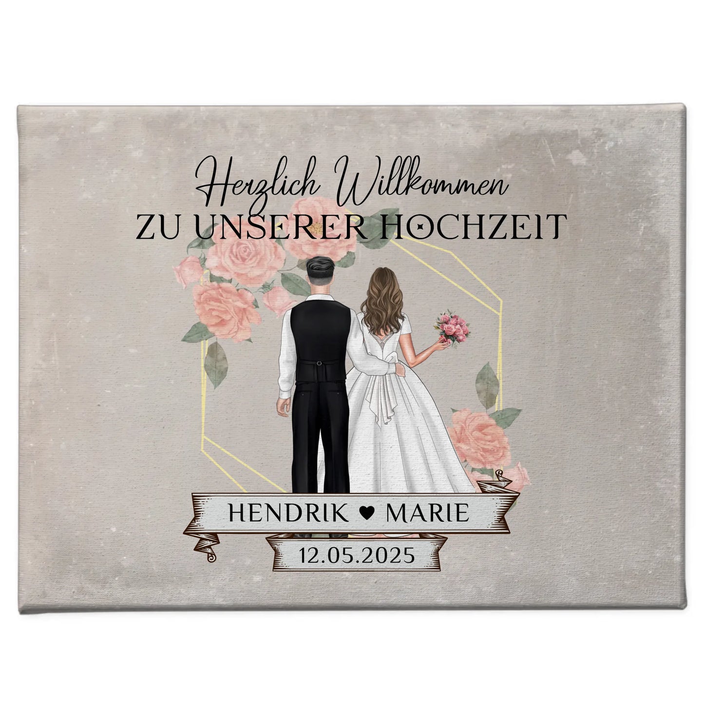 Leinwand Hochzeit Herzlich Willkommen Vintage Geschenke Personalisiert