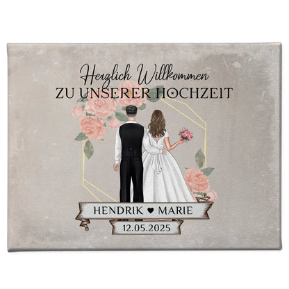 Leinwand Hochzeit Herzlich Willkommen Vintage Geschenke Personalisiert