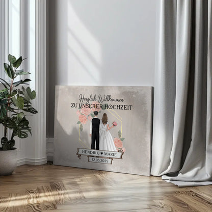 Leinwand Hochzeit Herzlich Willkommen Vintage Geschenke Personalisiert