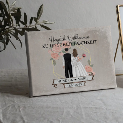 Leinwand Hochzeit Herzlich Willkommen Vintage Geschenke Personalisiert