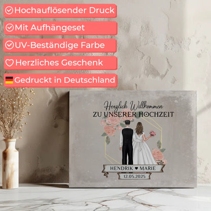 Leinwand Hochzeit Herzlich Willkommen Vintage Geschenke Personalisiert