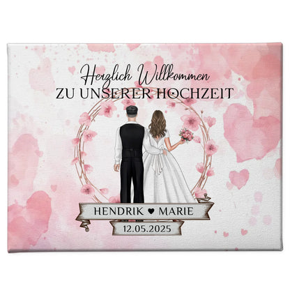 Willkommens Leinwand Hochzeit Watercolor personalisiert gestalten