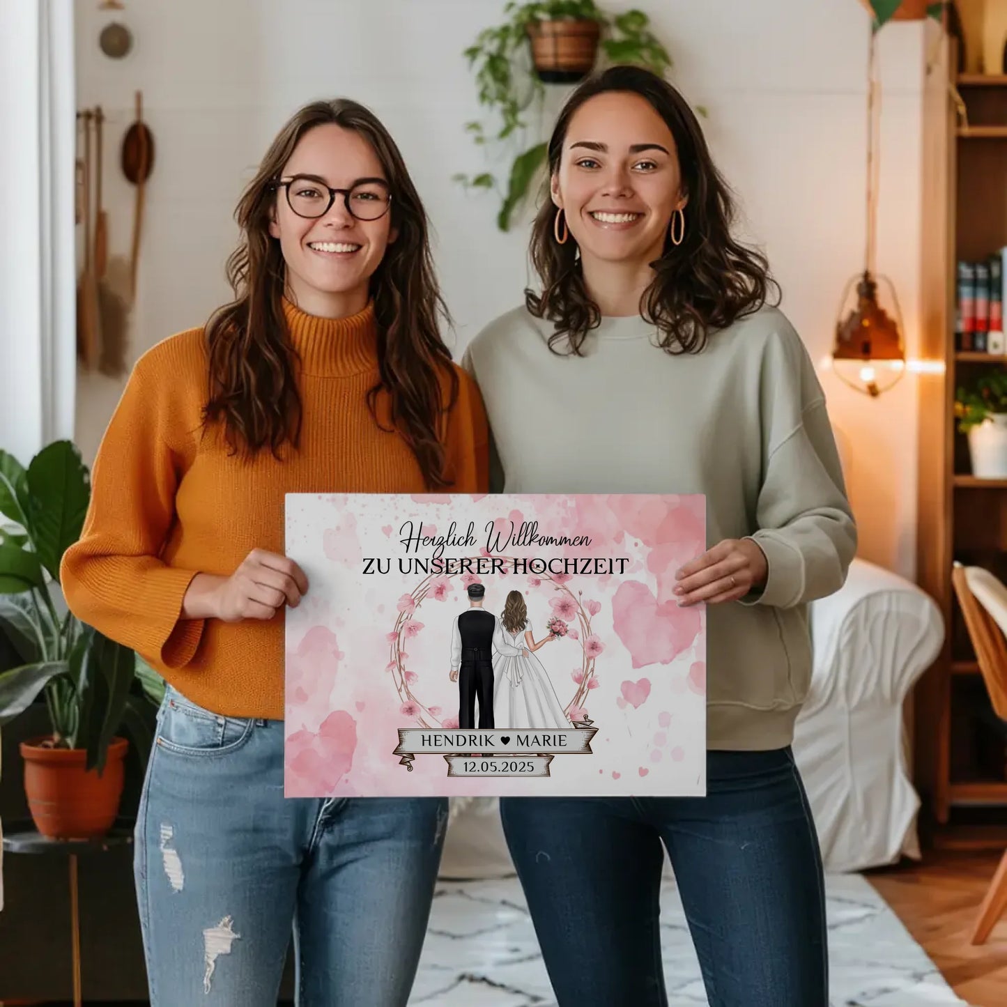 Willkommens Leinwand Hochzeit Watercolor personalisiert gestalten