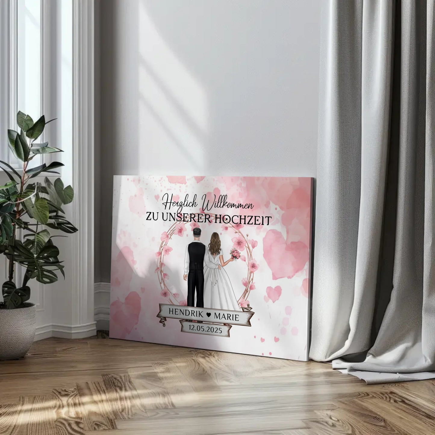Willkommens Leinwand Hochzeit Watercolor personalisiert gestalten