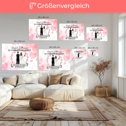 Willkommens Leinwand Hochzeit Watercolor personalisiert gestalten