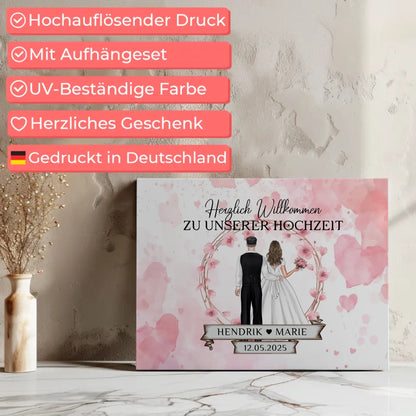 Willkommens Leinwand Hochzeit Watercolor personalisiert gestalten