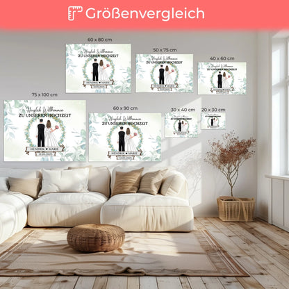 Leinwand Hochzeit Herzlich Willkommen Blütenkreis Geschenk