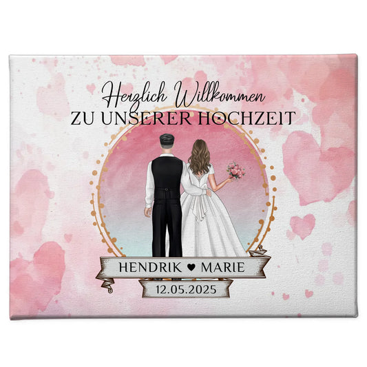 Willkommens Leinwand Hochzeit Watercolor personalisierte Geschenke